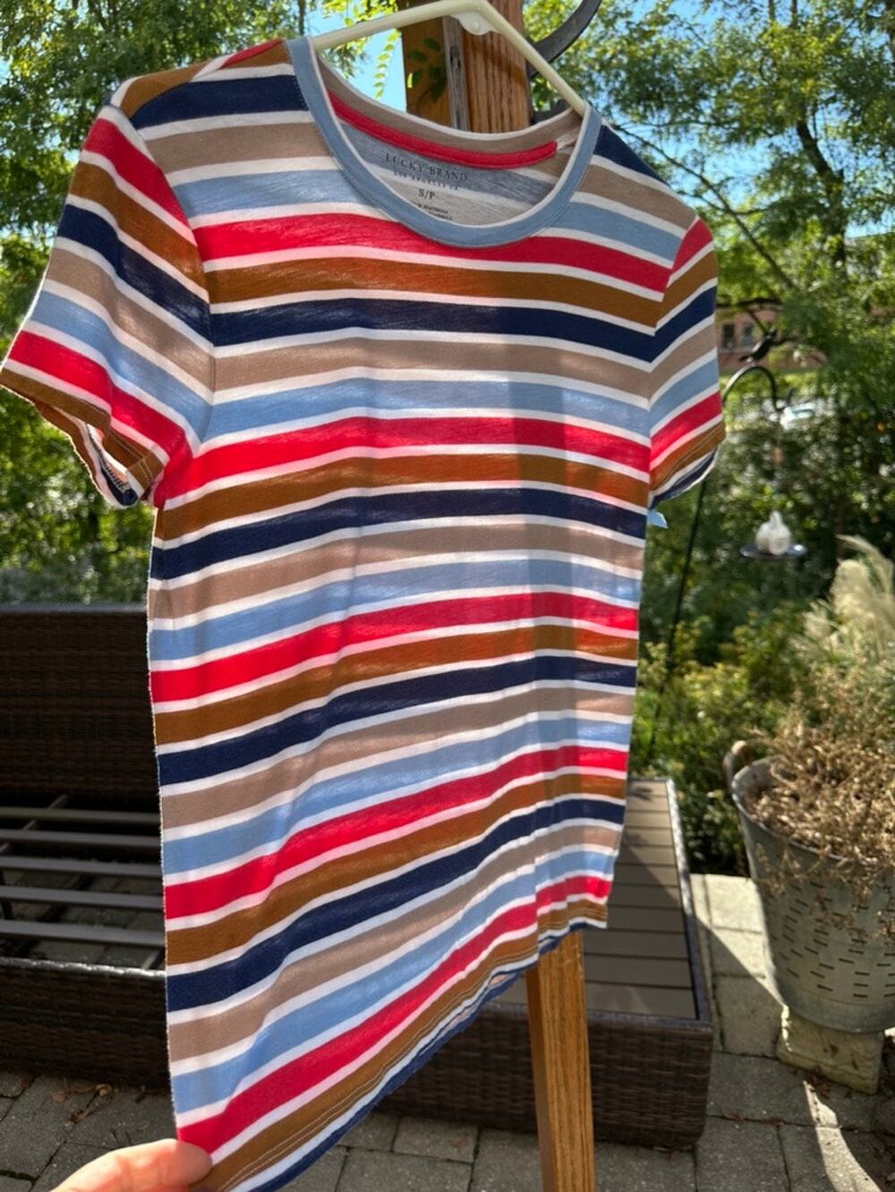 Lucky Brand Multicolor Striped Short Sleeve Tee Size Small